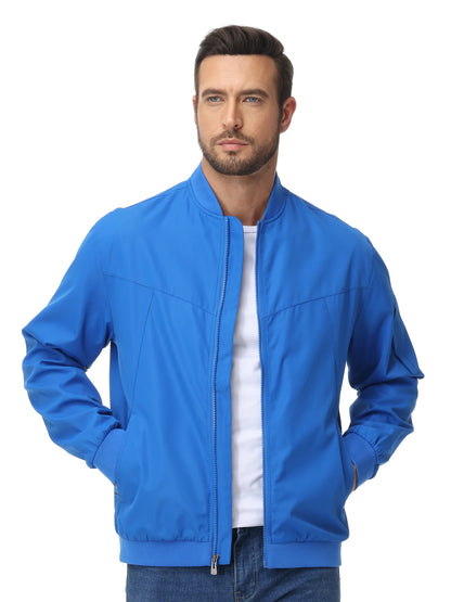 Men's Lightweight Windbreaker Jacket Causal Fashion Stylish BaseBall Coat with Side Inner Pocket for Work Golf Fishing