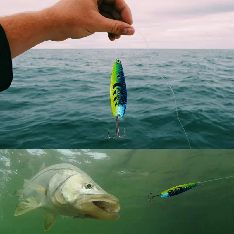 Goture 1PCS/LOT 2g/3.15g Colored S-shaped Glitter Metal Jig Spoon Spinner Fishing Lure Wobbler Bait Set Fishing Tackle
