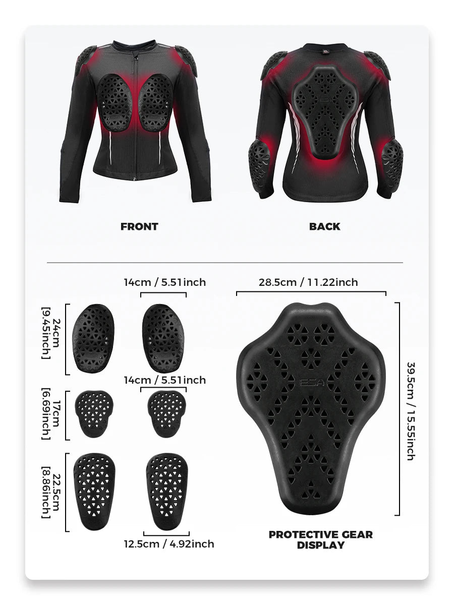 Motorcycle Riding Jacket Summer Breathable Men Women with 7Pcs Set CE Protective Gear Soft Mesh Body Protector Moto  Equipment