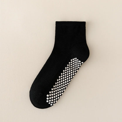 5 pairs of anti slip adhesive floor socks, classic black and white gray socks for student sports, spring and summer children's s