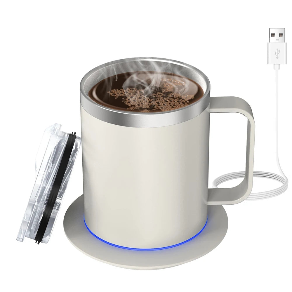 Self Heating Coffee Mug USB Powered Heated Cup with Temperature Control 131℉ Electric Coffee Mug Warmer for Desk Heated Mug