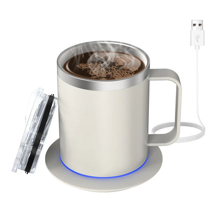 Self Heating Coffee Mug USB Powered Heated Cup with Temperature Control 131℉ Electric Coffee Mug Warmer for Desk Heated Mug