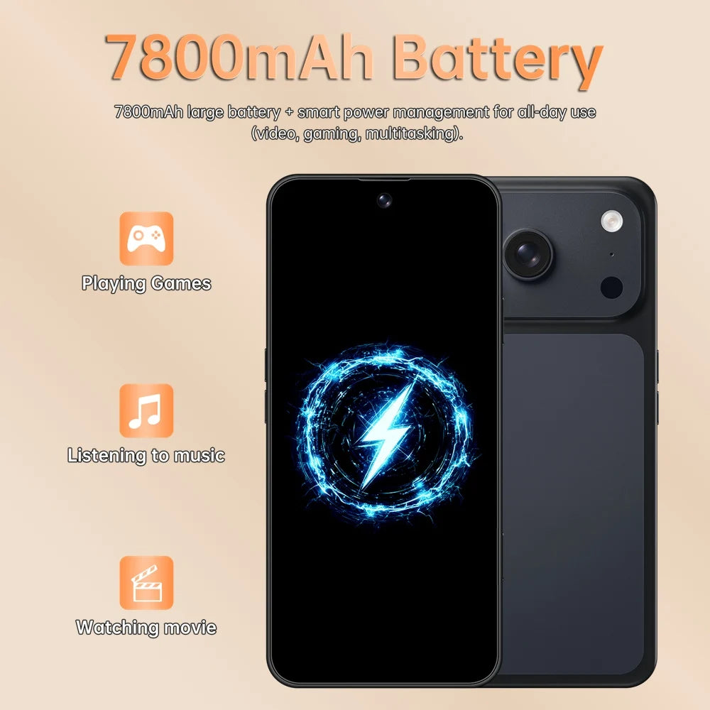 Cellphones 15T Pro Original Face Recognition Android 15 Mobile Phones 5G Dual Card 7800mAh 7.3 inch Global Version Unlocked Smartphone