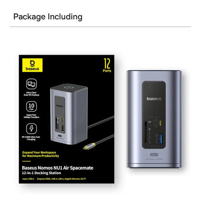 Baseus 11/12-i-1 USB-C-docka med flera skärmutgångar och PD