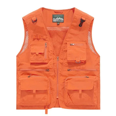 Fishing Vest Breathable Fishing Travel Mesh Vest with Zipper Pockets Summer Work Vest for Outdoor Activities