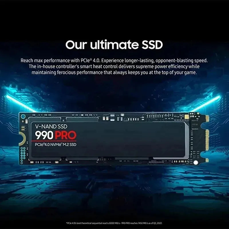 M.2 NVMe SSD 980Pro 990Pro – PCIe 4.0 7400MB/s 1TB 2TB 4TB Laptop & PC USB Type-C Snabb Lagring 2026