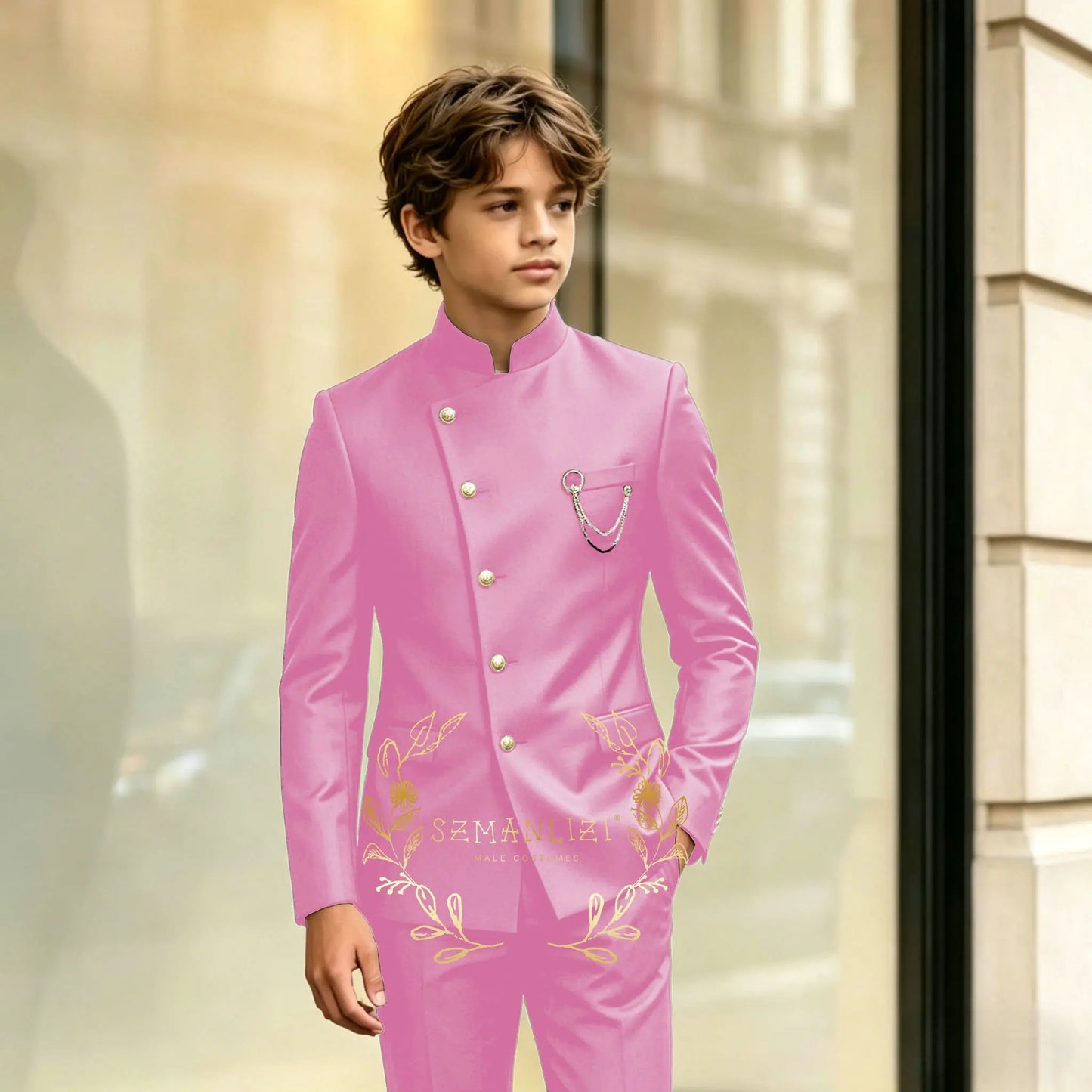 Indian Style Black Child Boy Dinner Tuxedos Little Kids Costume Wedding Party Prom Pants Suits Birthday Wear 2 Pieces Customized