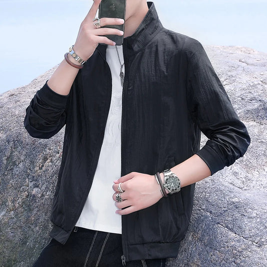 UPF 50+ Solskyddsjacka Herr – Tunn issilke, andningsbar, lätt, UV-skydd, M–5XL, 3 färger