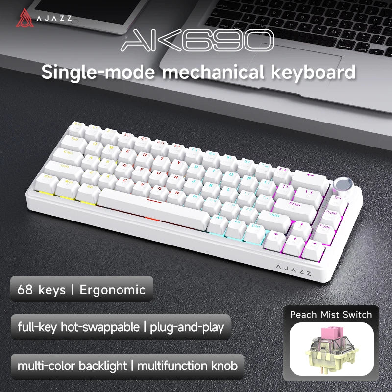 AJAZZ AK690 mekaniskt USB-tangentbord med 68 tangenter – engelsk layout
