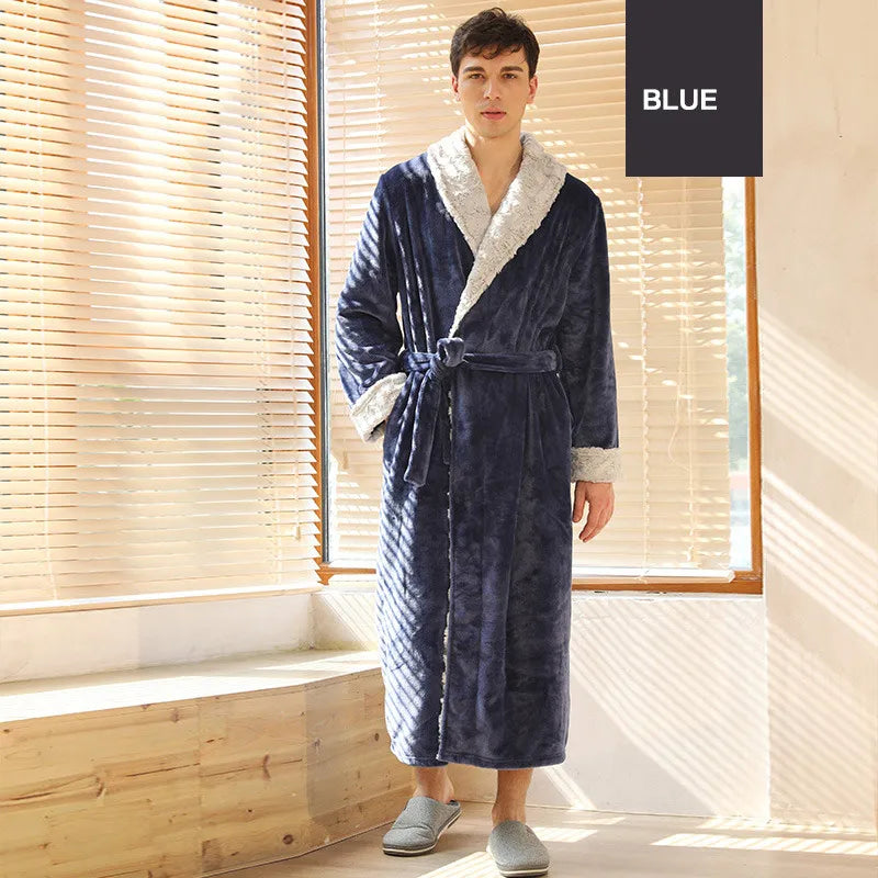 Female Autumn and Winter Warm Long Coral Velvet Thick Couple Bath Bathrobes Men Women Pajamas Shower Robe Bath Towels For Adults