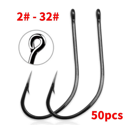 50pcs High Carbon Steel Curved Back Octopus Circle Hooks – Jig Hook for Fly Fishing & Carp Tackle