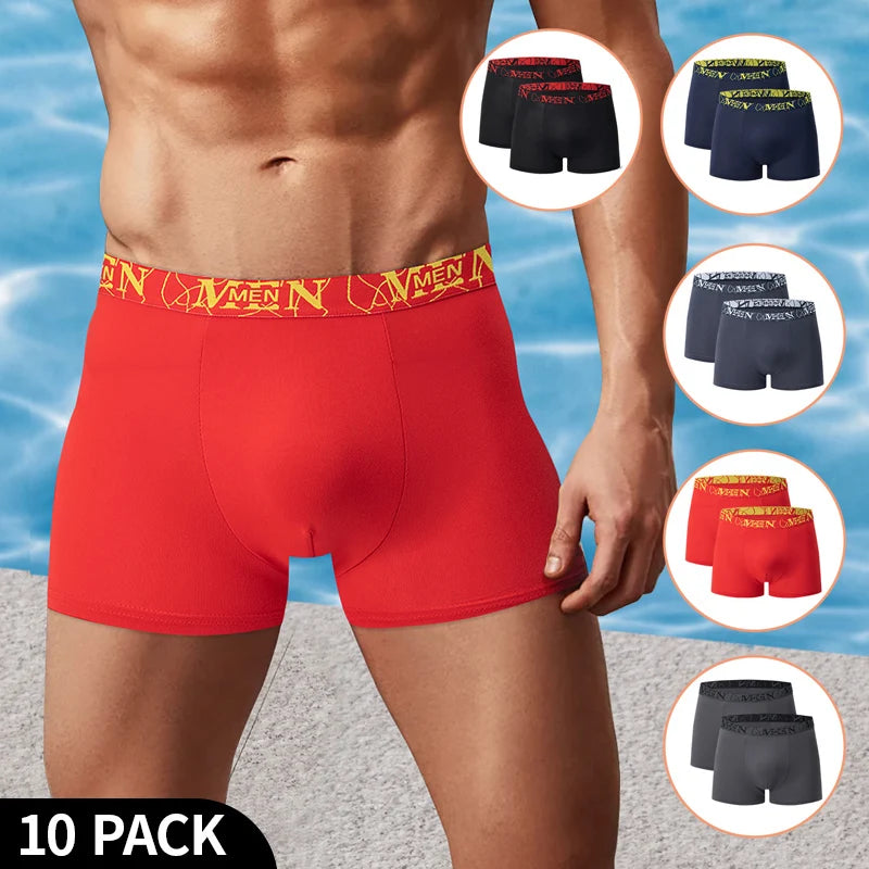 Herr Boxershorts 5/10-pack Svart Guldtryck – Bekäma Plus Size Sport & Strand, S–XXXL