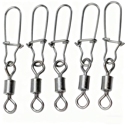 50pcs/box Stainless Steel Fishing Connector Pin Bearing Swivel Fishing Connector Rolling Swivel Lure Hook Accessories Tackle