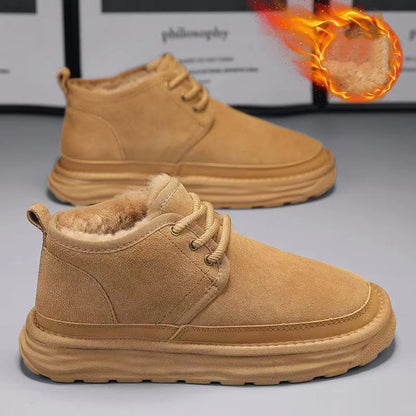 New Winter Snow Boots Men Plush Warm Men Boots Suede Leather Ankle Boot Comfortable Light Couple Cold Protection Sneakers