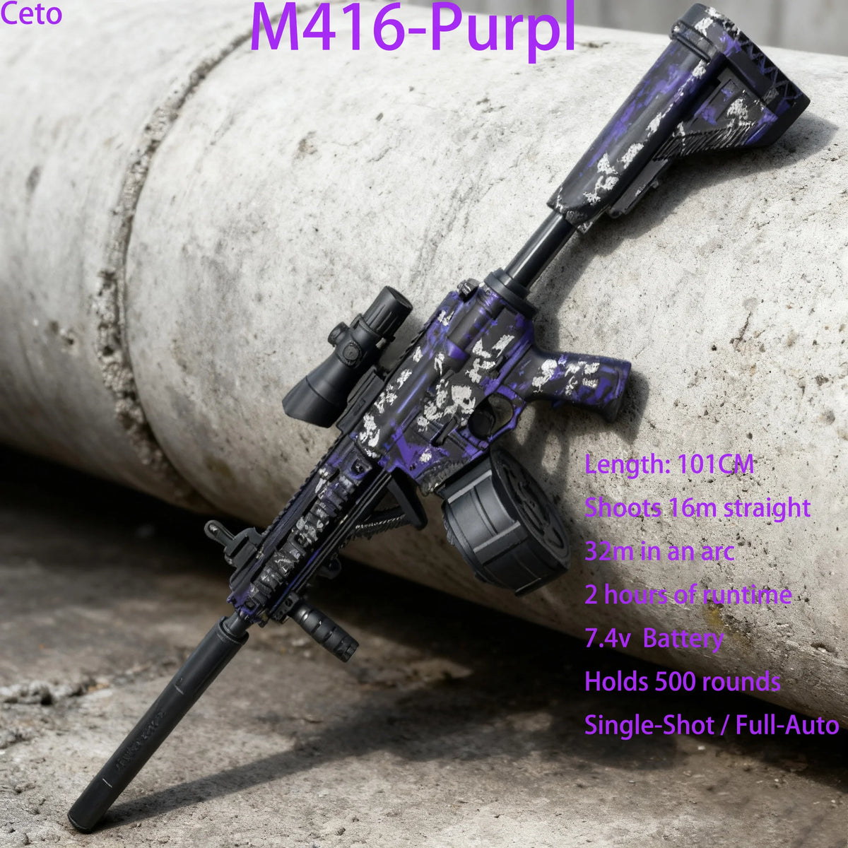 M416 Taktisk Gel Blaster Lila/Svart