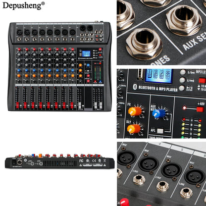 Depusheng DX-seriens ljudmixer med Bluetooth, USB och 3-bands EQ