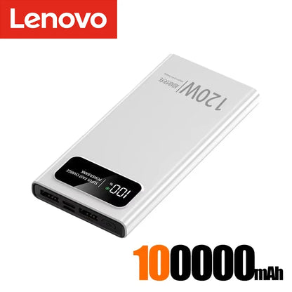 Lenovo 120W 200000mAh Power Bank Fast Charge Large Capacity External Battery CCC Mobile Power For Iphone Samsung Xiaomi NEW