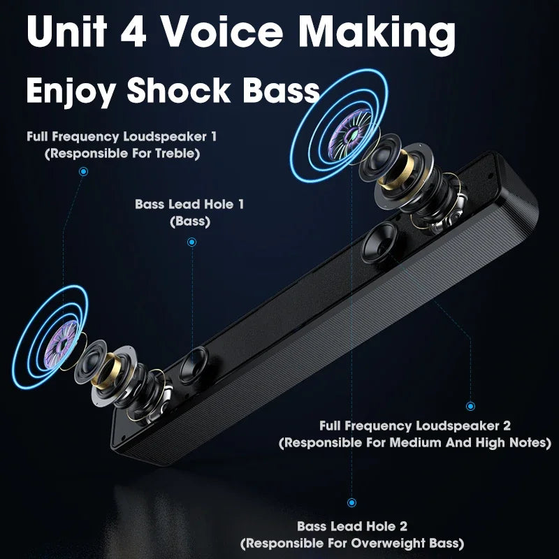 Wired Wireless Bluetooth Speaker Sound Box Bar Soundbar Computer PC TV Laptop Desktop Music Portable Caixa De Som Audio System