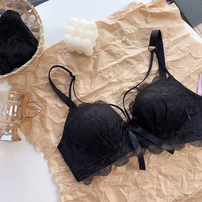 Lace Floral Embroidery Sexy Bra Comfortable Adjustable Women Underwear 3/4 Cup Wireless Girl Brassiere Bralette
