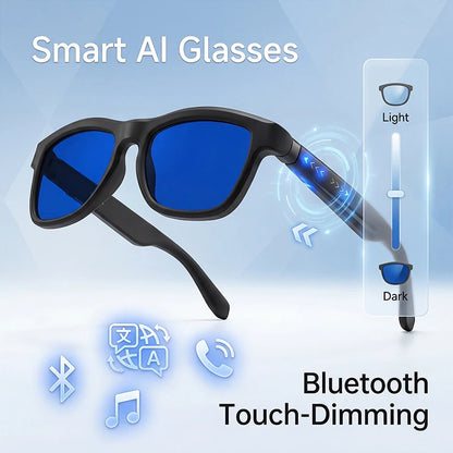 Touch Automatic Color Changing Dimming Bluetooth 5.4 Voice Assistant AI Smart Translation Music Glasses Men UV400 Protection
