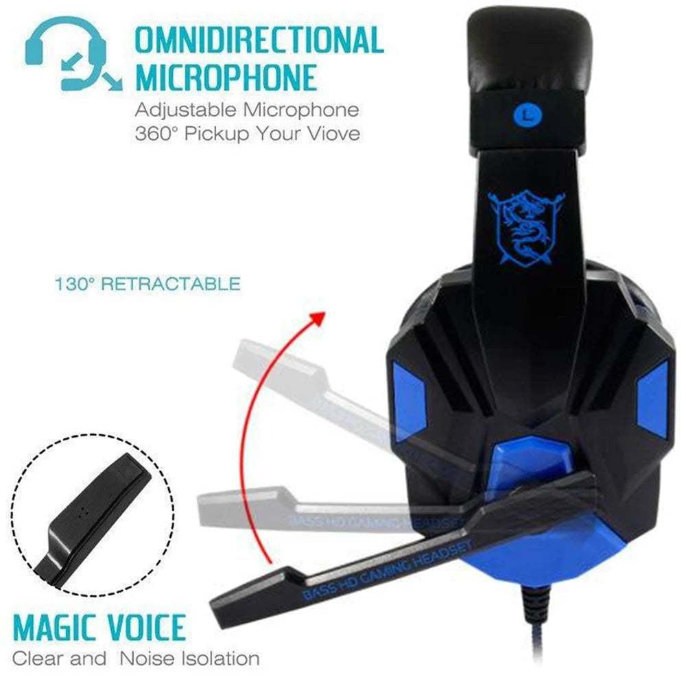 Mrgabwte Gaming Headset 3,5mm Over-Ear – 40mm 120° Justerbar Mikrofon 1,8m Kabel PS4 PS5 Xbox PC Smartphone Röd Svart Vit