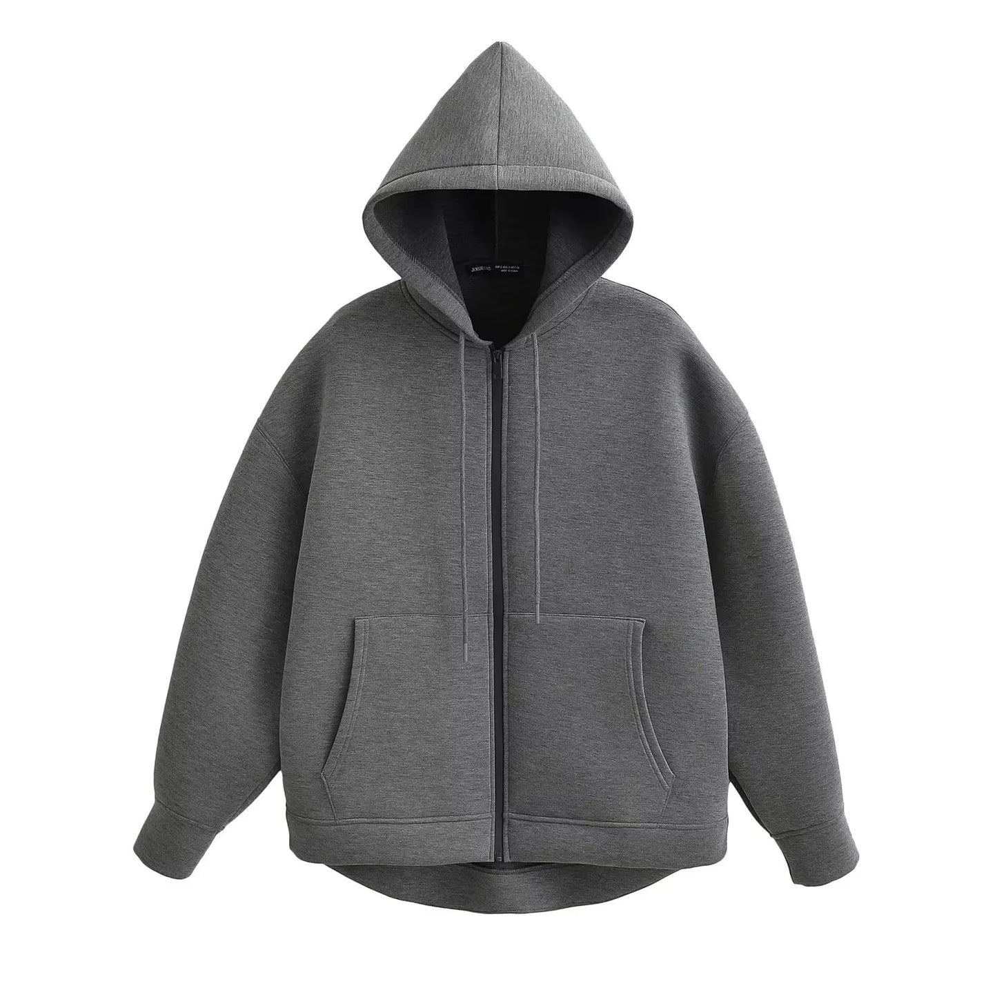 HH Autumn Winter Women's Zipper Hoodie Coat High Street Double Pockets Oversize Jakcet Loose Sweatshirts Outerwear Top