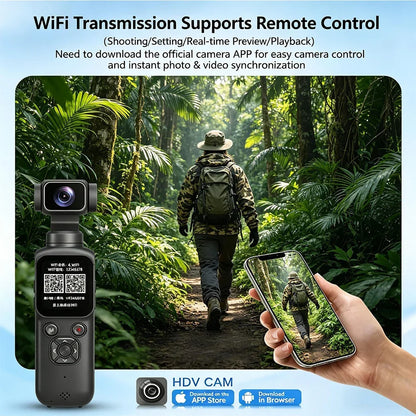 4K Action Camera with 330° Face Tracking Gimbal Stabilizer, 75MP WiFi Pocket Portable Camcorder, Mini Handheld Vlog Camera for