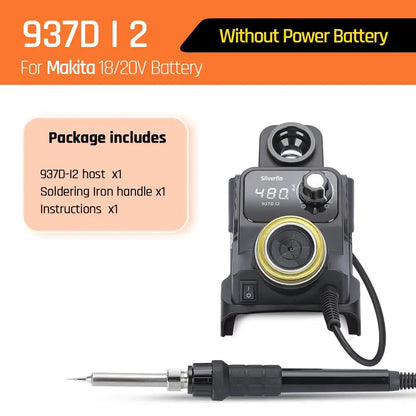 Silverflo 937DI Trådlös Löddstation – Portabel, 200–480°C, Kompatibel med DeWalt/Milwaukee/Makita 18–20V Batteri