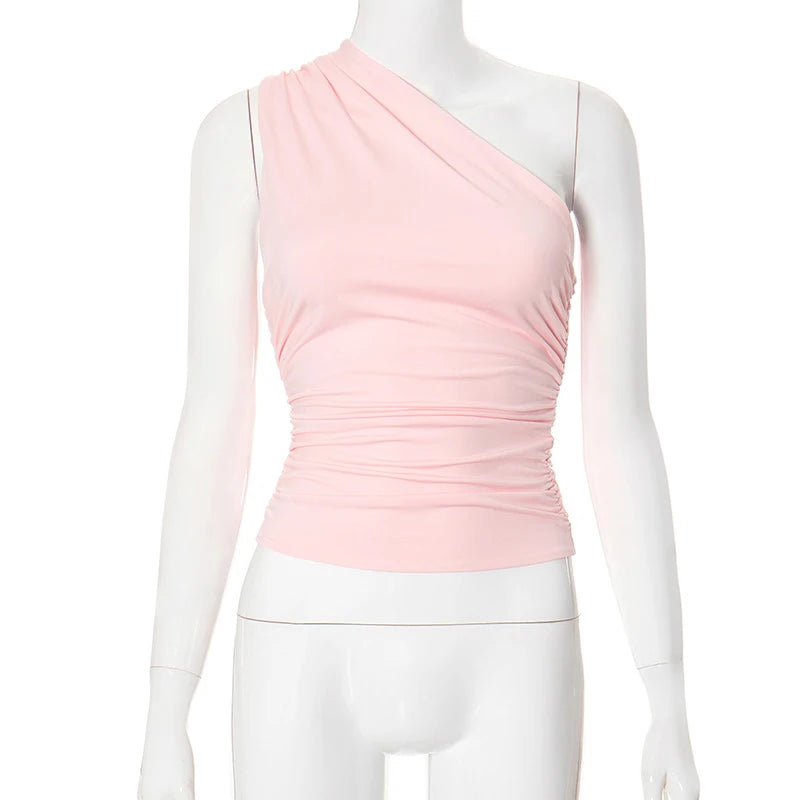 BIDIJONES one-shoulder-topp dam med öppen rygg – enfärgad, S–L