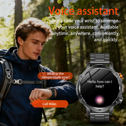 2026 New Men Outdoor Smart Watch 1.7" IPS 1600mAh  Battery Bluetooth Call IPX8 Waterproof Flashlight SOS Compass 120+Sport Modes