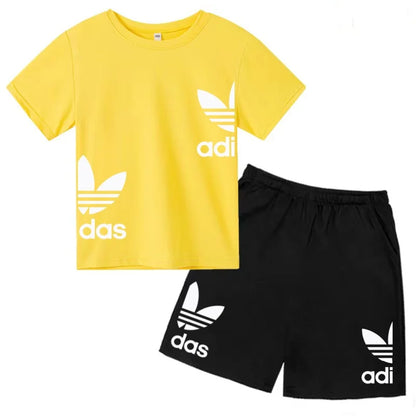 New Children Letter-Print Summer T-shirt Boy Girl Toddler3-12Years Short-Sleeved+Shorts Charming Casual Fashion Sports Brand Set