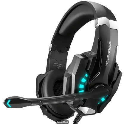 Gaming Headset G9000 Over-Ear – 3,5mm + USB LED-belysning Mikrofon Aktiv Brusreducering Stereo PC PS5 Blå Röd Vit Svart