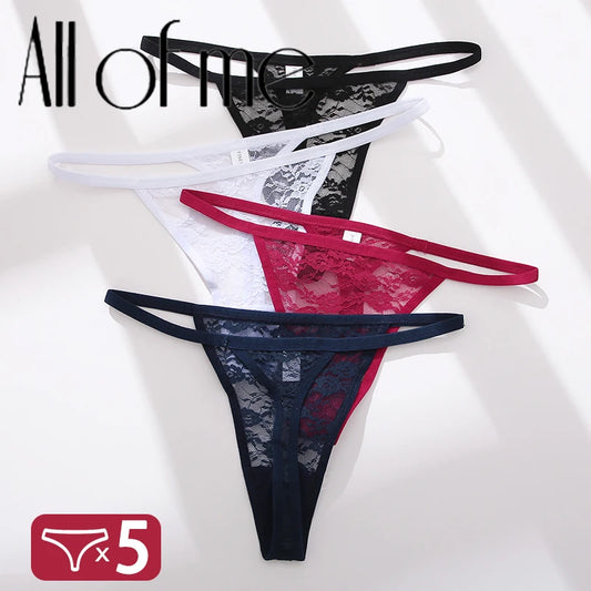 5-pack spetsstring – damunderkläder med blommigt mönster