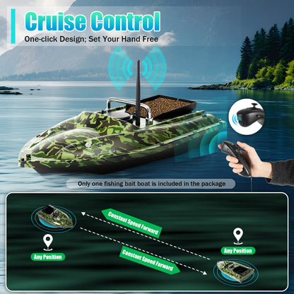 RC Fiskebåt med Fjärrkontroll 500m – Dubbelmotorer, LED, 1,5kg Last, 2–3h Batteritid, Grön