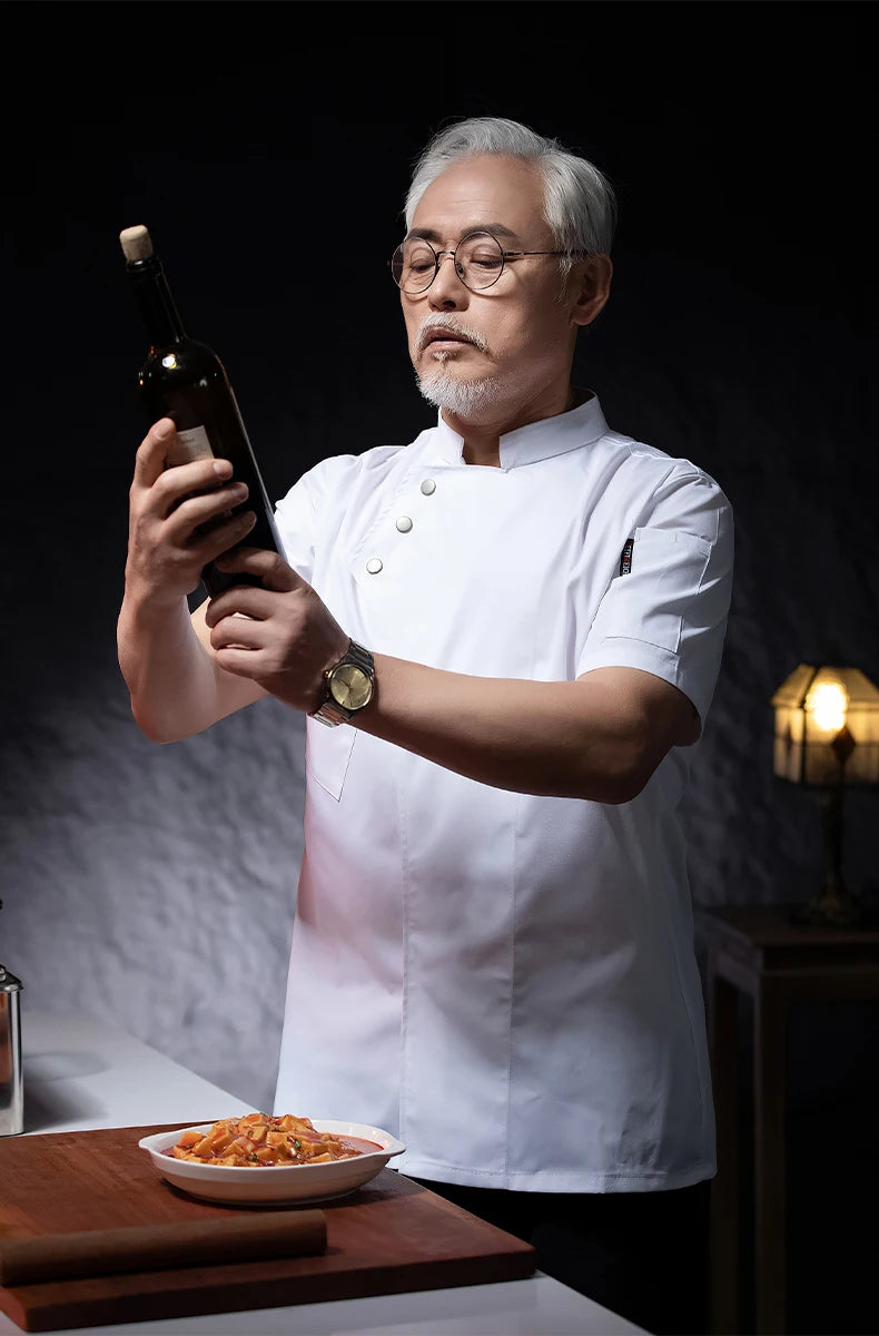 Catering Cooking White Shirt Restaurant Kitchen Chef T-shirt Baker Work Uniform Waiter Hotel Clothes Cook Jacket Cafe Overalls