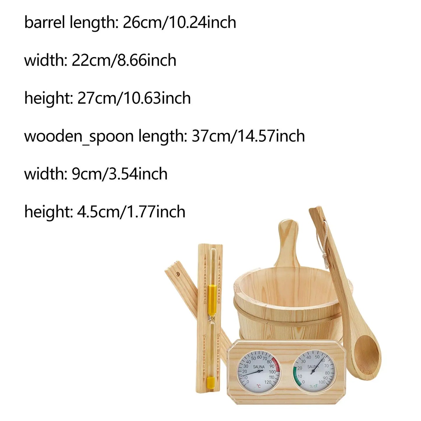 Sauna Accessories Set 4L Bucket Ladle Hourglass Sand Timer for Bathroom SPA Bathtub