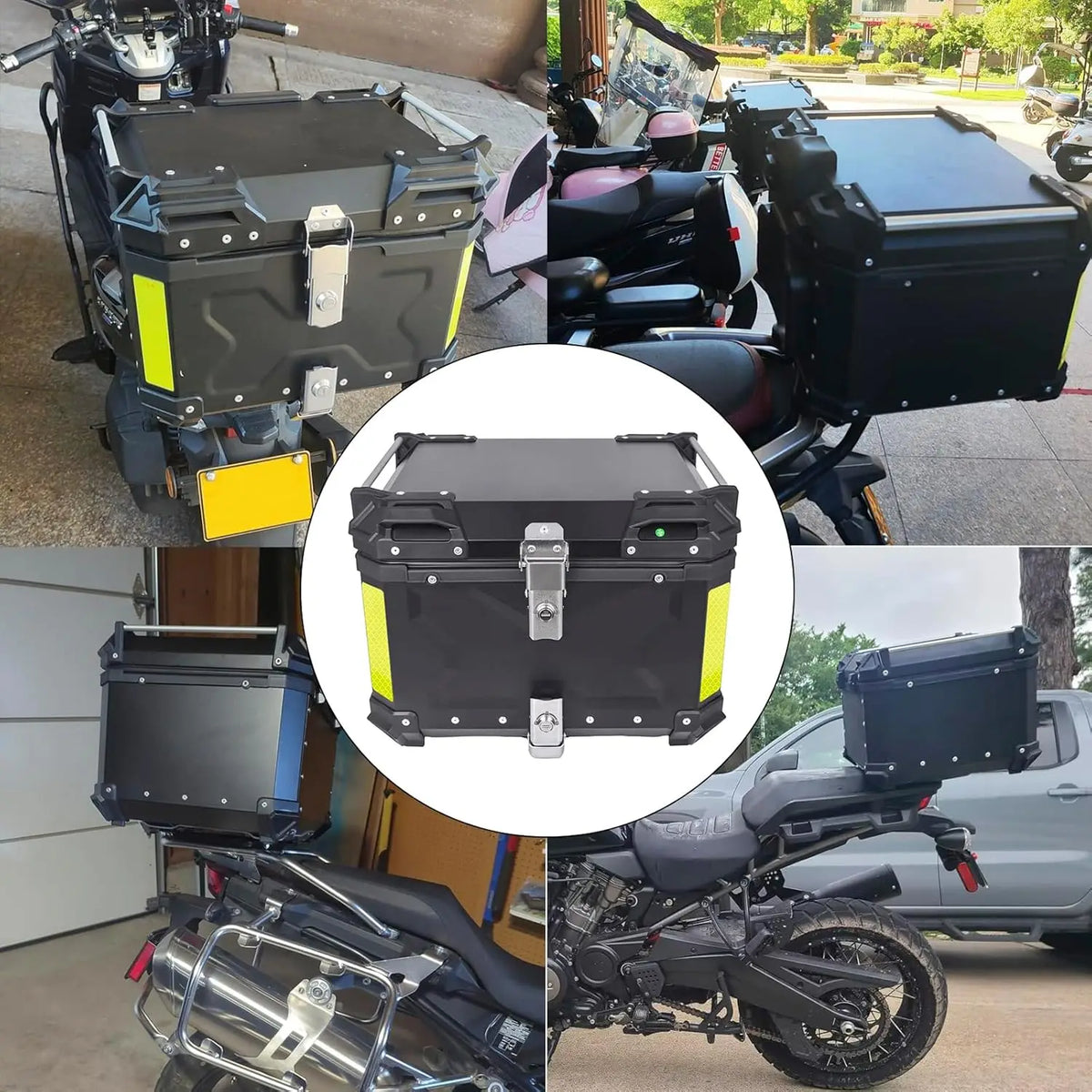 Motorcykeltoppbox i aluminium med vattentät utförande