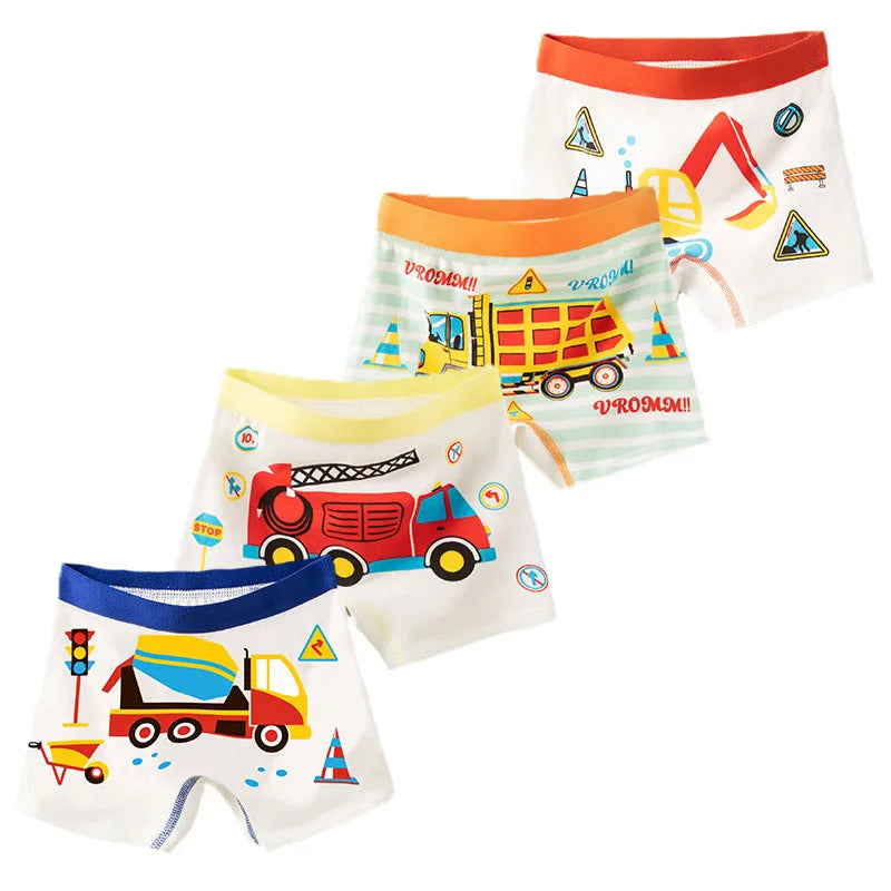 Pojkboxers 4/8/16-pack – 95% Bomull Andningsbar Mjuk Bil/Dinosaurie-motiv Storlek M–2XL (3–14 år)