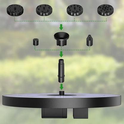 Soldriven Fontänpump för Trädgård och Fågelbad – 6 Munstycken, 1W/1,5W/2,5W