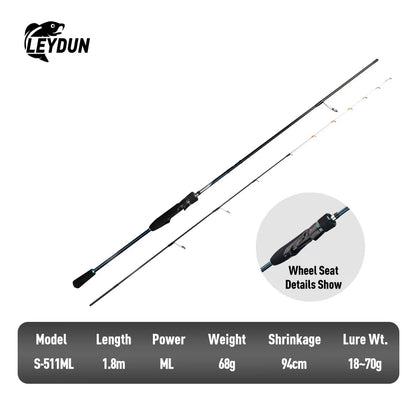 LEYDUN SHARKRY  Boat Tip Run Rod Pattern Squid Fishing Rod ML Solid Tip Ultra Light Carbon Reel seat FUJI Guide Spinning Rods