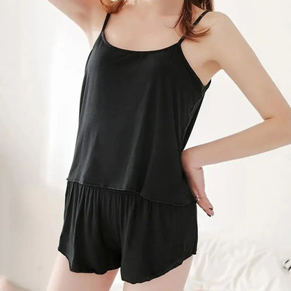 SANWOOD pyjamasset dam med ärmlöst linne och shorts – M–3XL