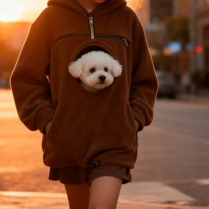 Handmade Emerald Bouclé Pet Hoodie Carrier – Soft Dog & Cat Pullover with Pocket, Cozy Sling Alternative for Chihuahua