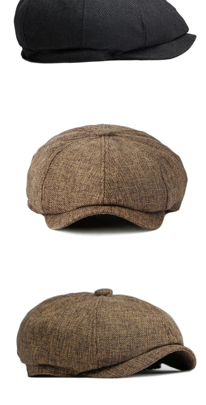 HT4668 Beret Cap Spring Summer Sun Hat Men Women Retro Artist Painter Linen Beret Hat Male Female Octagonal Flat Cap Mens Berets
