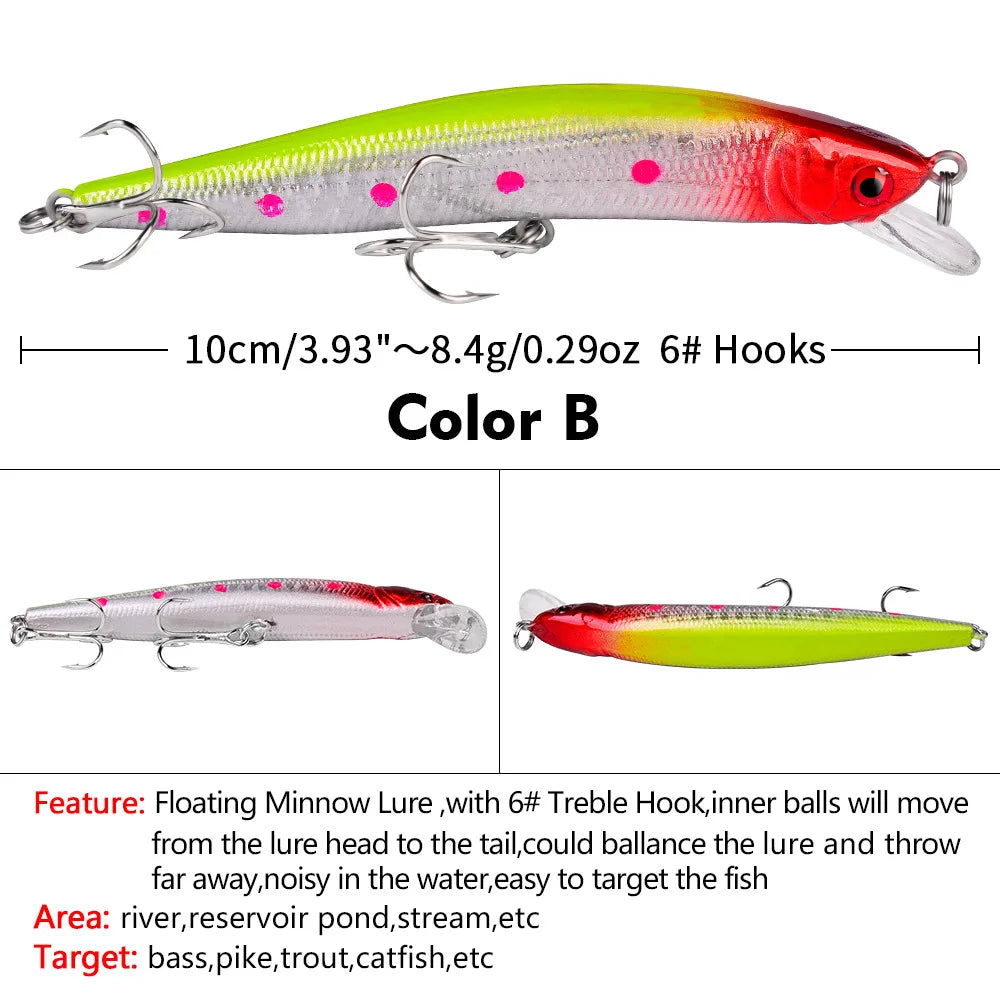 Floating Fishing Lure 8.4G 10CM Urgent Fishing Minnow Crank Lure Swinger Fishing Lure Set Processing Artificial Lure Kit