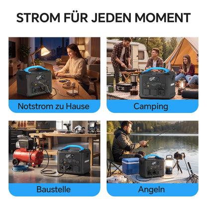 Portable Necespow S1210/S2000 2000W Power Station 3000W Peak, 1102.5Wh LiMnFePO₄ Battery MPPT Solar Generator, for Home Backup Outdoor Camping Mobile Power