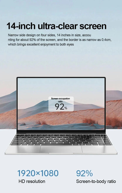 14,1" Laptop Intel Core i9-10980HK / N150 16GB LPDDR4 Upp till 2TB SSD – Win 11 Pro FHD IPS WiFi 6 Bluetooth 5000mAh Kamera CE