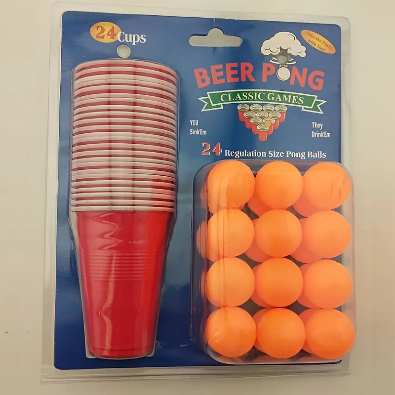 24 PCS Beer Pong Game Cups for Outdoor Drinking Games, Camping Parties, Christmas Bar Game Supplies, Outdoor Leisure Games