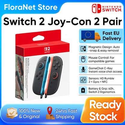 Nintendo Switch 2 Joy-Con 2 Pairs - Light Blue/Light Red Compatible with Ns2 Hall Effect Joystick Magnetic Connection Mouse Mode