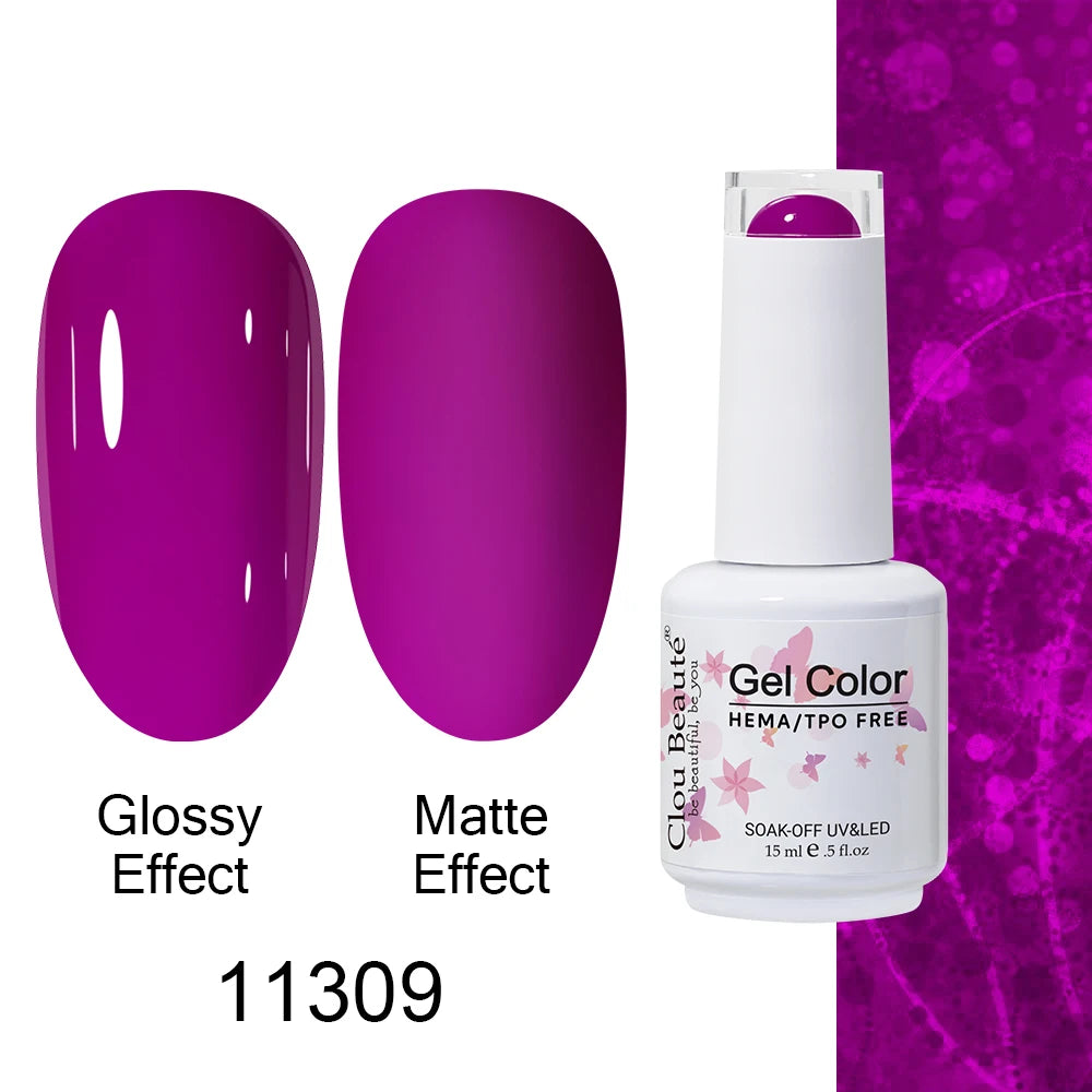 Clou Beaute Gel Nail Polish Neon Brown Royal Blue Red Green Pastal Nude Nail Art Varnishes Gel Lacquer Top Coat UV Gel Nail