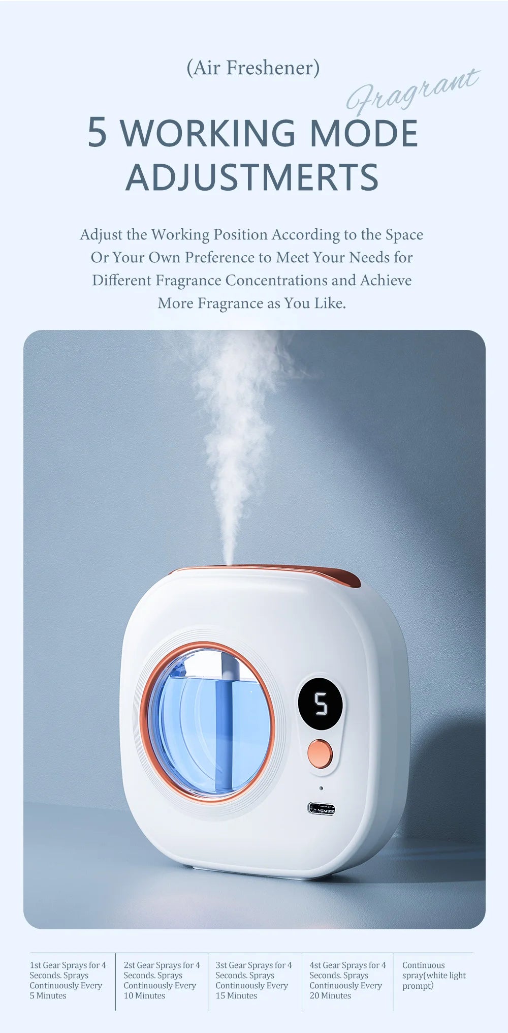 Rechargeable automatic aroma diffuser, essential oil diffuser, aroma essential oil, hotel bathroom aroma machine gift